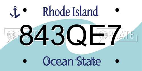 843QE7 Rhode Island License Plate