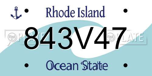 843V47 Rhode Island License Plate