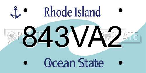 843VA2 Rhode Island License Plate