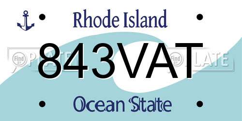 843VAT Rhode Island License Plate