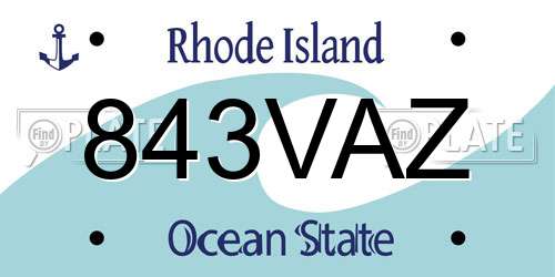 843VAZ Rhode Island License Plate