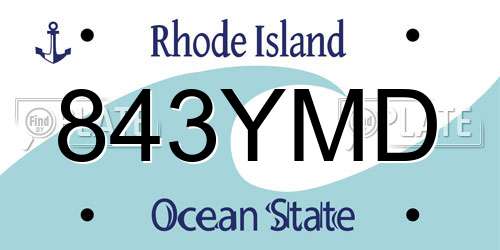 843YMD Rhode Island License Plate