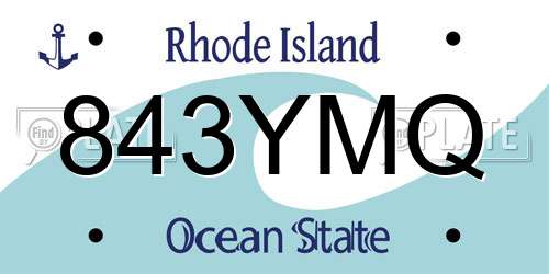 843YMQ Rhode Island License Plate