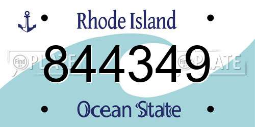 844349 Rhode Island License Plate