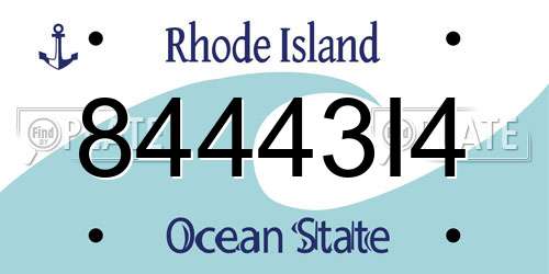 84443I4 Rhode Island License Plate