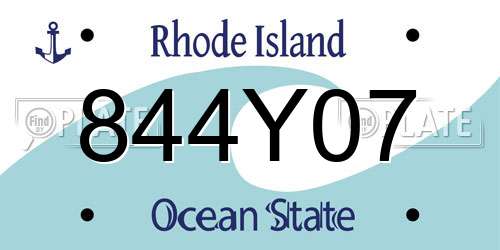 844Y07 Rhode Island License Plate