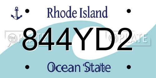 844YD2 Rhode Island License Plate