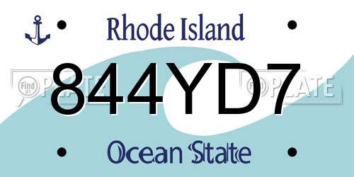 844YD7 Rhode Island License Plate