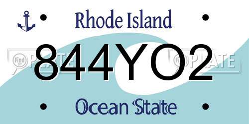 844YO2 Rhode Island License Plate