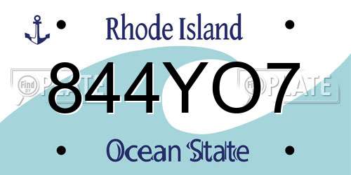 844YO7 Rhode Island License Plate