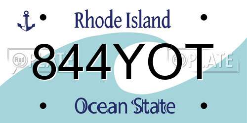 844YOT Rhode Island License Plate