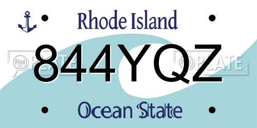 844YQZ Rhode Island License Plate