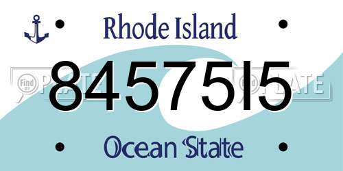 84575I5 Rhode Island License Plate
