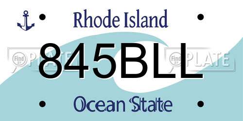 845BLL Rhode Island License Plate