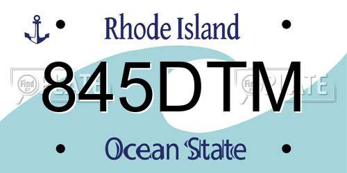 845DTM Rhode Island License Plate
