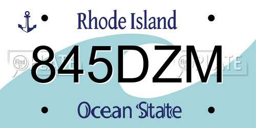 845DZM Rhode Island License Plate