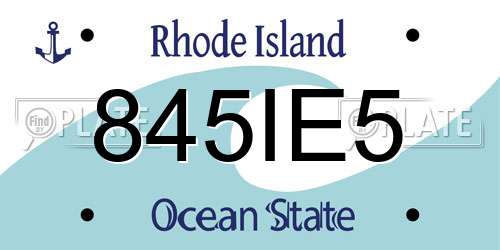 845IE5 Rhode Island License Plate