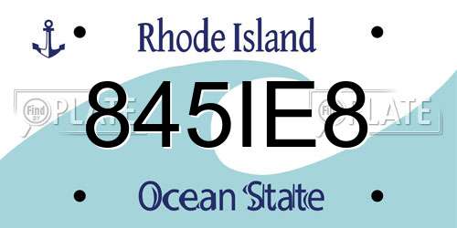 845IE8 Rhode Island License Plate