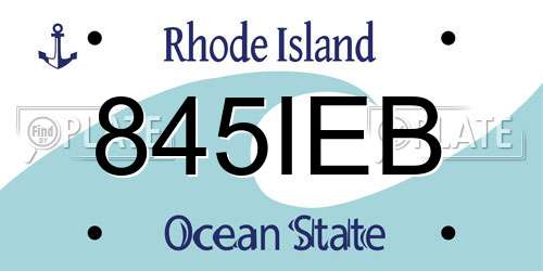 845IEB Rhode Island License Plate