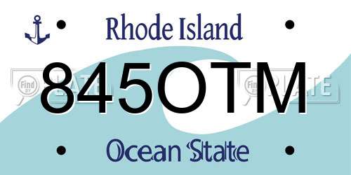 845OTM Rhode Island License Plate