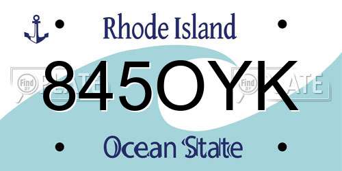 845OYK Rhode Island License Plate