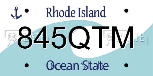 845QTM Rhode Island License Plate