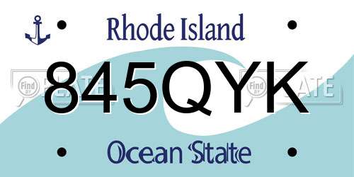 845QYK Rhode Island License Plate