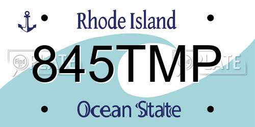 845TMP Rhode Island License Plate