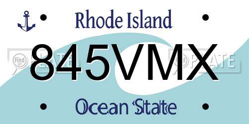 845VMX Rhode Island License Plate