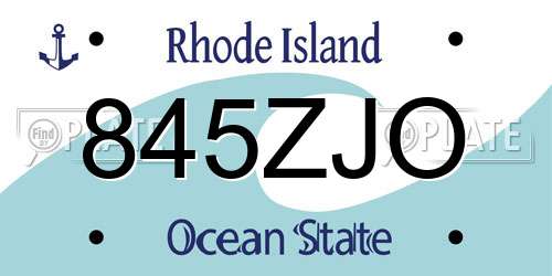 845ZJO Rhode Island License Plate