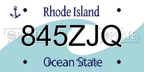 845ZJQ Rhode Island License Plate