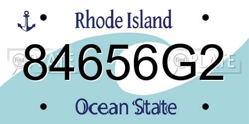 84656G2 Rhode Island License Plate