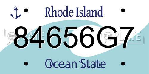 84656G7 Rhode Island License Plate
