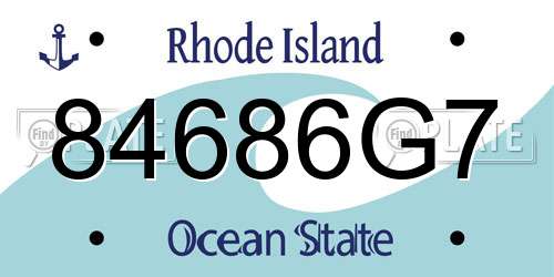 84686G7 Rhode Island License Plate