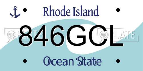 846GCL Rhode Island License Plate