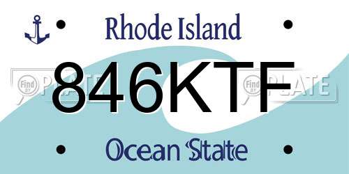 846KTF Rhode Island License Plate