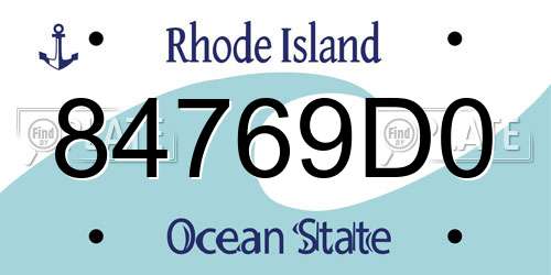 84769D0 Rhode Island License Plate
