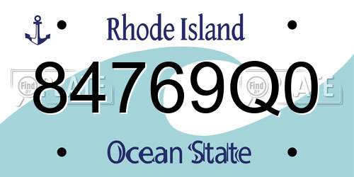 84769Q0 Rhode Island License Plate