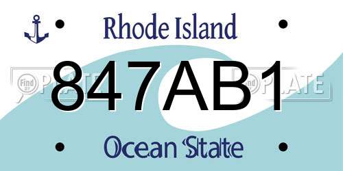 847AB1 Rhode Island License Plate