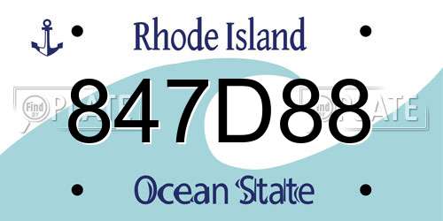 847D88 Rhode Island License Plate