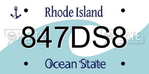 847DS8 Rhode Island License Plate