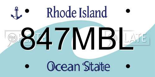 847MBL Rhode Island License Plate