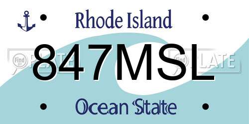 847MSL Rhode Island License Plate