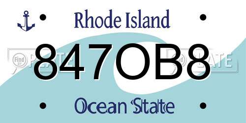 847OB8 Rhode Island License Plate