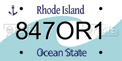 847OR1 Rhode Island License Plate