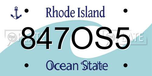 847OS5 Rhode Island License Plate