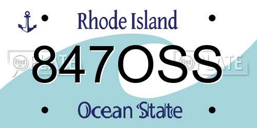 847OSS Rhode Island License Plate