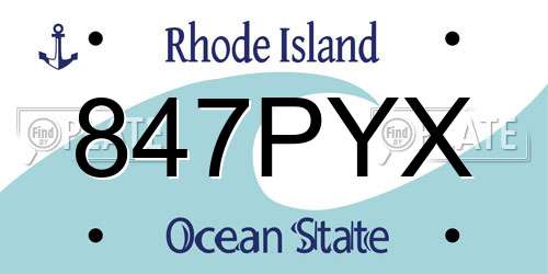 847PYX Rhode Island License Plate