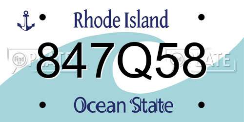 847Q58 Rhode Island License Plate