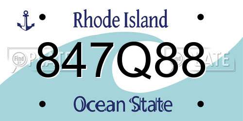 847Q88 Rhode Island License Plate